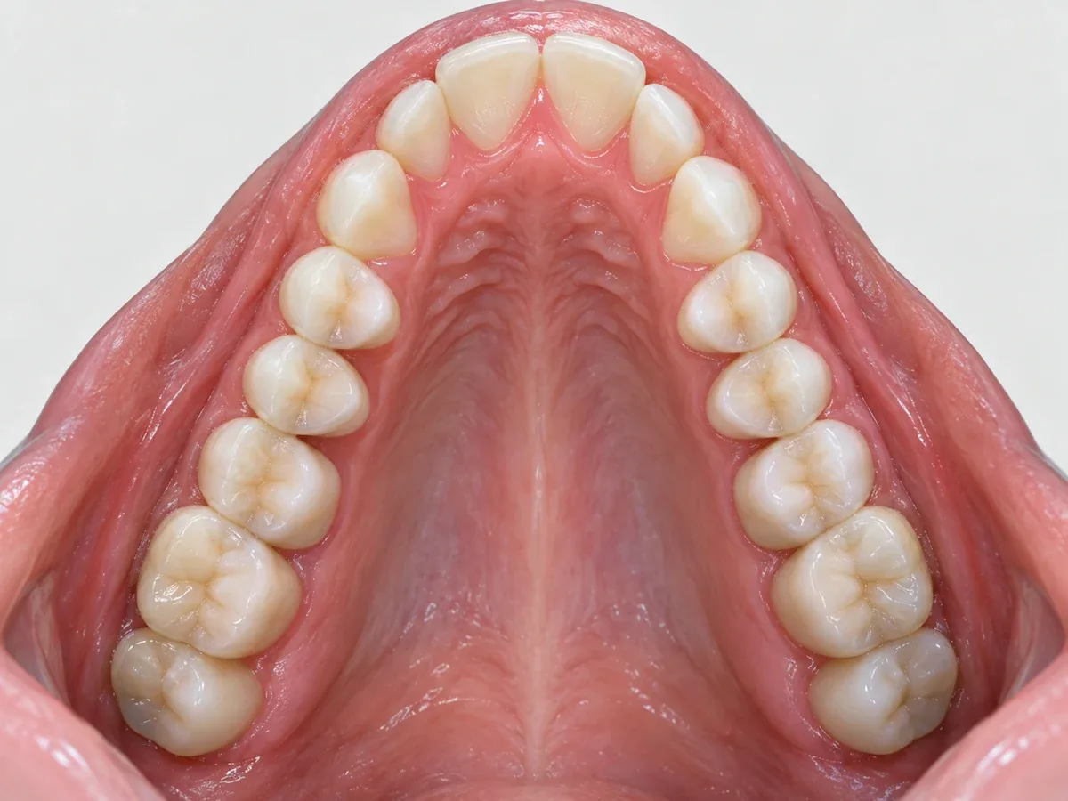 치열이 좁으면 뒤쪽 치아가 안쪽에 머물러 바깥에 빈자리가 생깁니다.