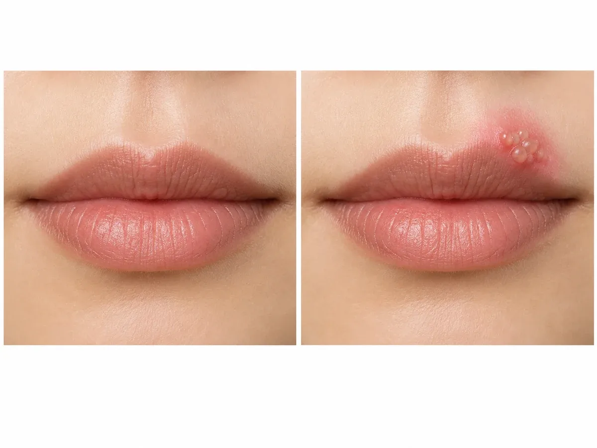 Blisters that form in a cluster in the same spot are typical.