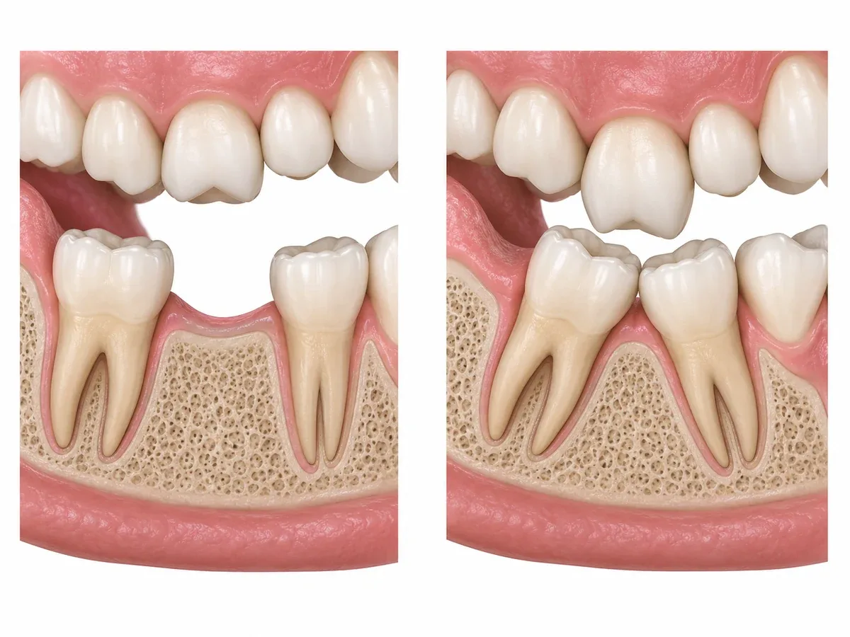 When neighboring teeth tilt, less space is left for the next tooth.