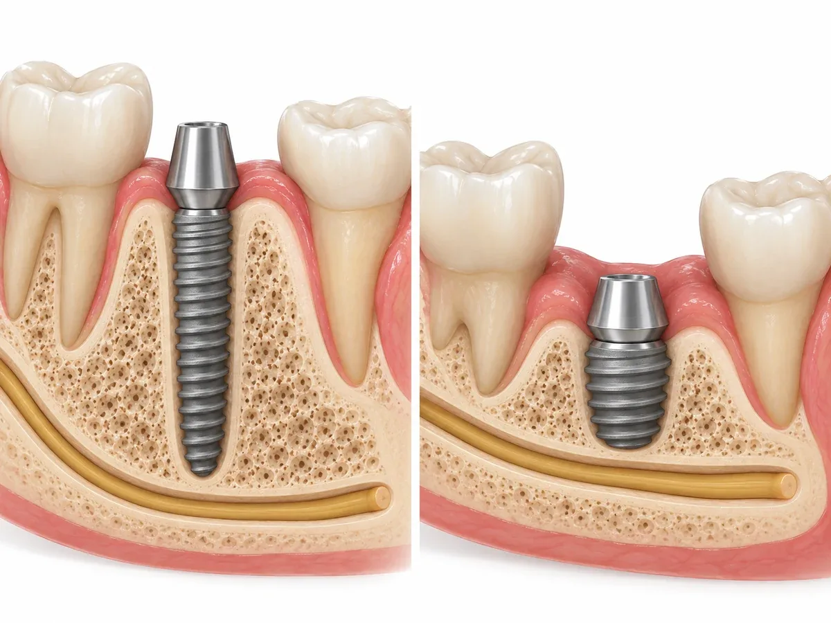 Where height is short, a short, wide implant may be considered.